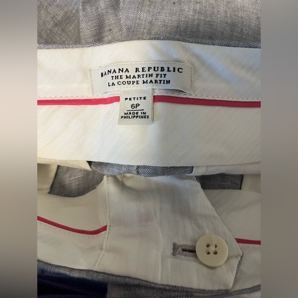 Banana Republic - 6P, linen, light grey, straight leg pants. - Picture 3 of 3